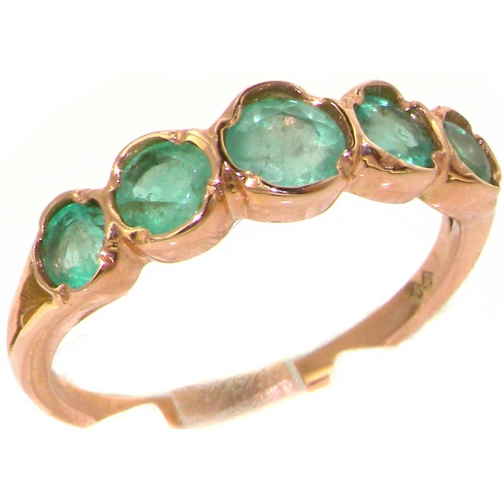 The Great British Jeweler Solid English Rose 9K Gold Womens Emerald Eternity Band Ring - Finger Sizes 5 to 12 Available