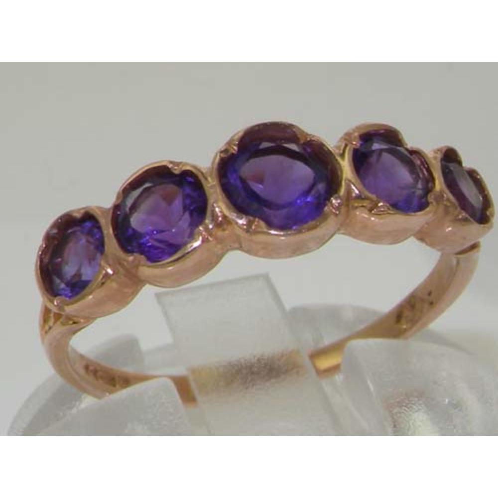 The Great British Jeweler Solid English Rose 9K Gold Womens Amethyst Eternity Band Ring - Finger Sizes 5 to 12 Available