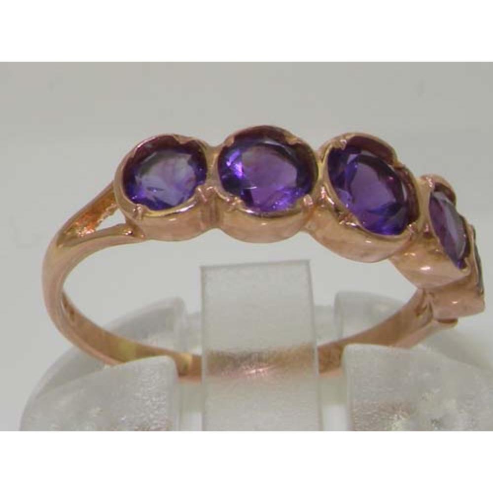 The Great British Jeweler Solid English Rose 9K Gold Womens Amethyst Eternity Band Ring - Finger Sizes 5 to 12 Available
