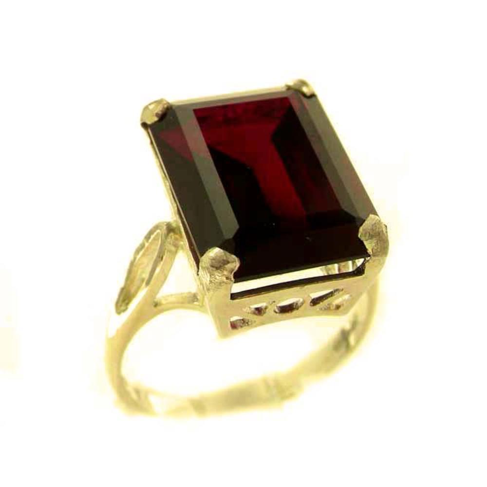 The Great British Jeweler Luxury Solid 14K Yellow Gold Large 16x12mm Octagon cut Synthetic Ruby Ring - Finger Sizes 5 to 12 Available