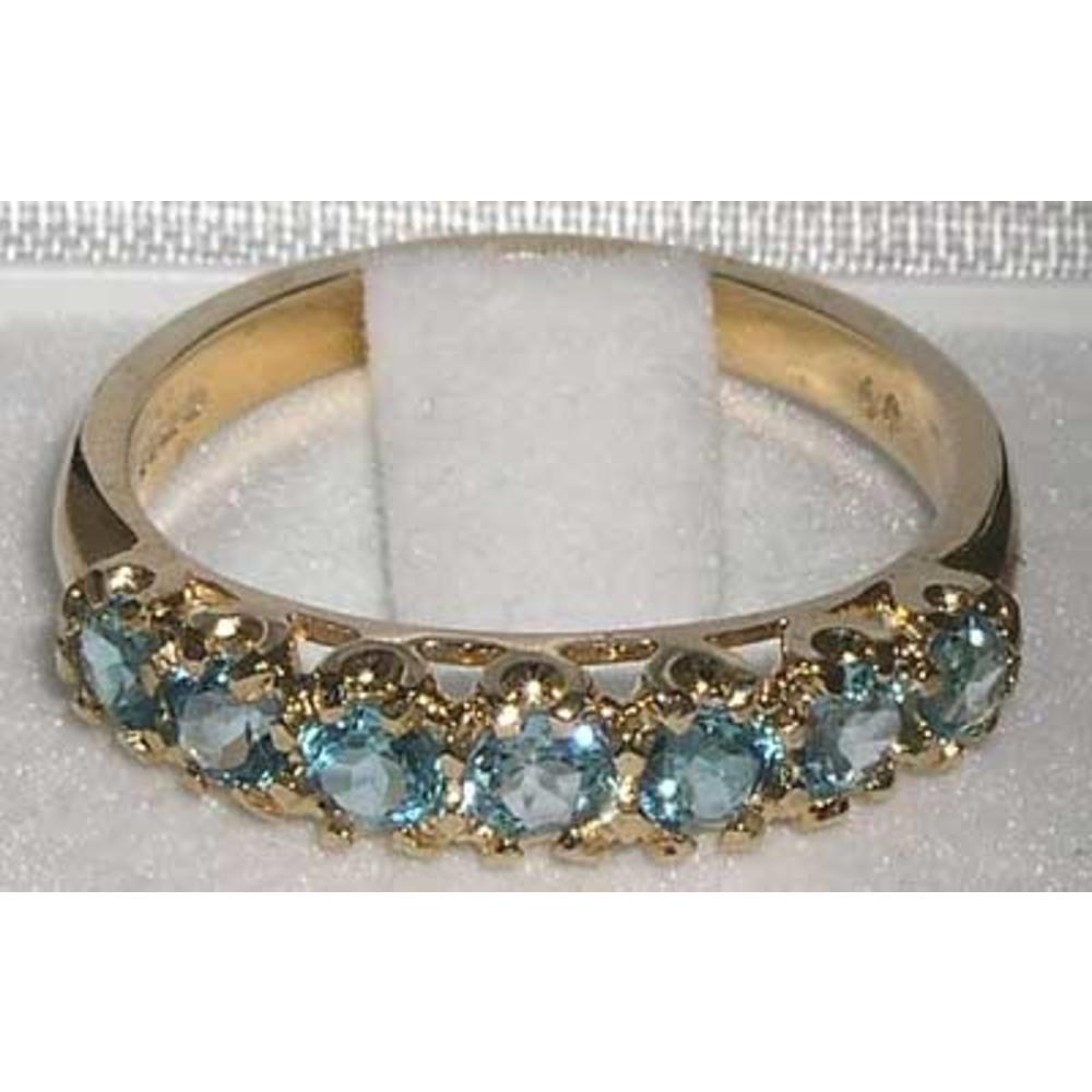 The Great British Jeweler Solid 9K Yellow Gold Natural Blue Topaz Vintage Style Ring - Sizes 4 to 12 Available