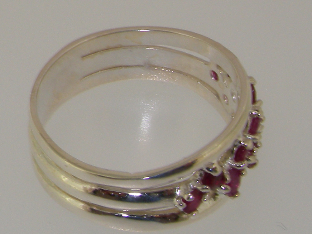 The Great British Jeweler Solid 925 Sterling Silver Natural Ruby Womens Band Ring - Sizes 4 to 12 Available