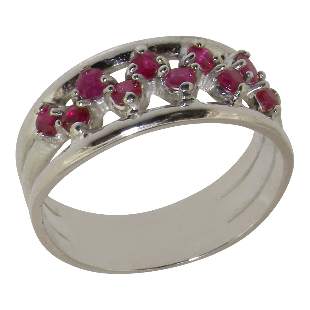 The Great British Jeweler Solid 925 Sterling Silver Natural Ruby Womens Band Ring - Sizes 4 to 12 Available
