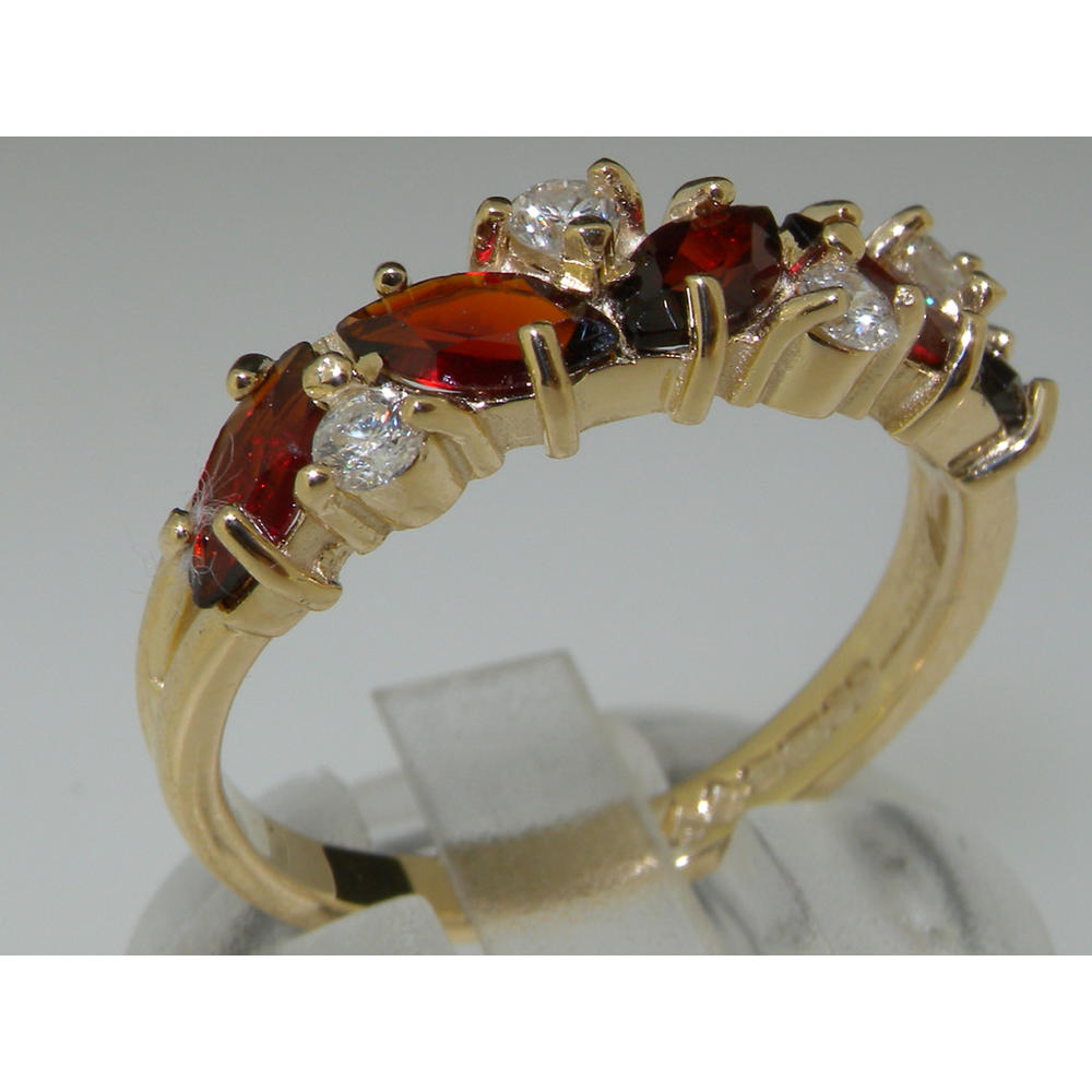 The Great British Jeweler Solid 9k Yellow Gold Natural Garnet & Cubic Zirconia Womens Eternity Ring - Sizes 4 to 12 Available