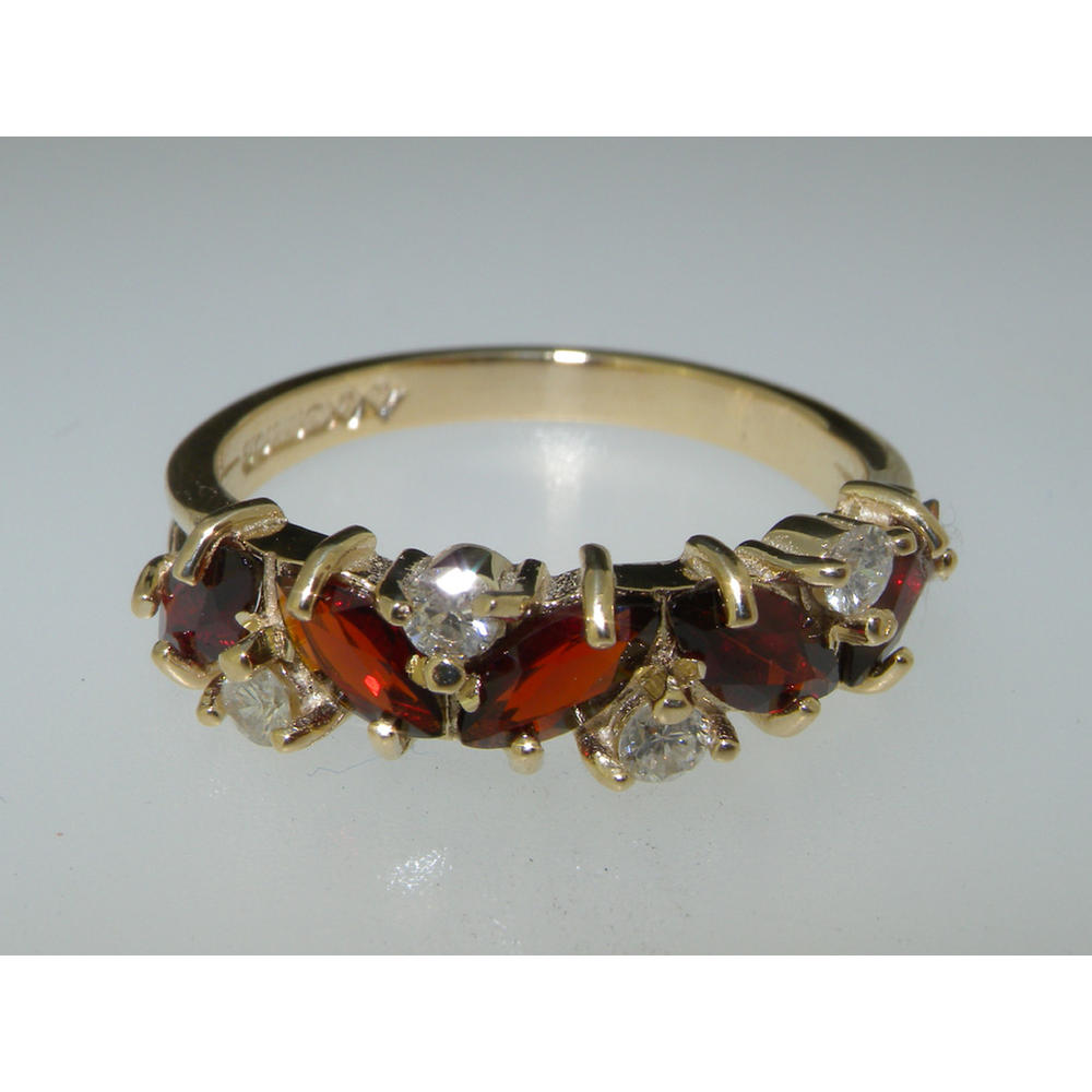 The Great British Jeweler Solid 9k Yellow Gold Natural Garnet & Cubic Zirconia Womens Eternity Ring - Sizes 4 to 12 Available