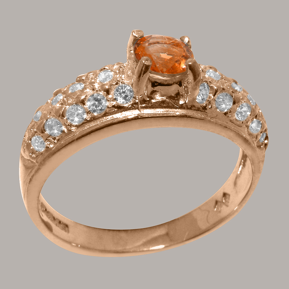The Great British Jeweler 10k Rose Gold Ring with Natural Citrine & Cubic Zirconia Womens Band Ring - Sizes 4 to 12 Available