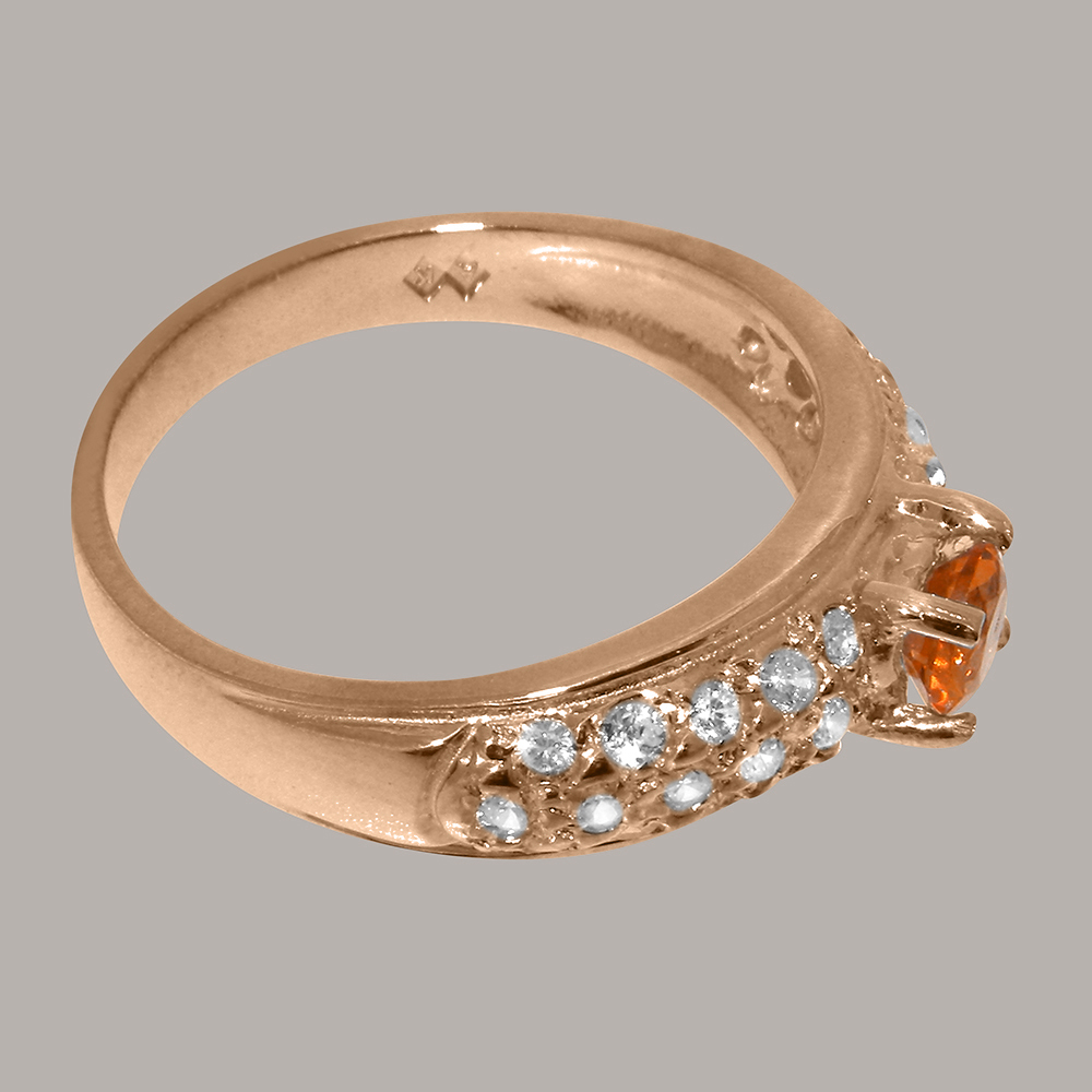 The Great British Jeweler 10k Rose Gold Ring with Natural Citrine & Cubic Zirconia Womens Band Ring - Sizes 4 to 12 Available