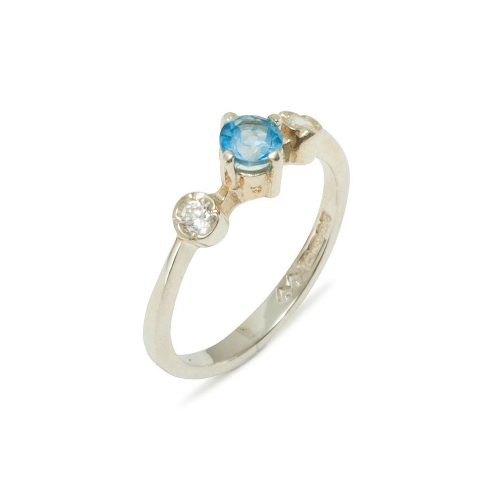 The Great British Jeweler 925 Sterling Silver Ring with Natural Blue Topaz & Cubic Zirconia Womens Anniversary Ring  - Sizes 4 to 12 Available 