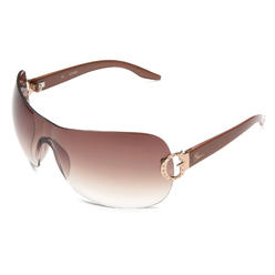 Guess GU 6392-BRN-34 Oversized Gradient Brown Shield Sunglasses with Rhinestones Womens