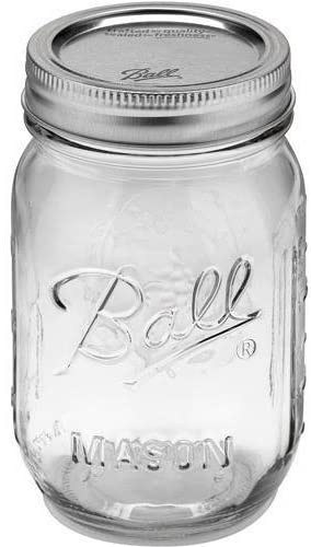 Ball 1440096254 Regular Mouth 16oz Glass Mason Jars with lids and Bands, Clear