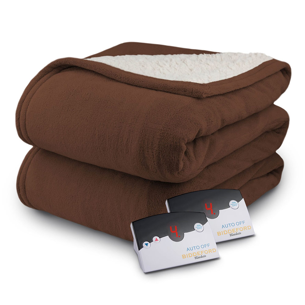 Pure Warmth by Biddeford MicroPlush Sherpa Electric Heated Warming Blanket