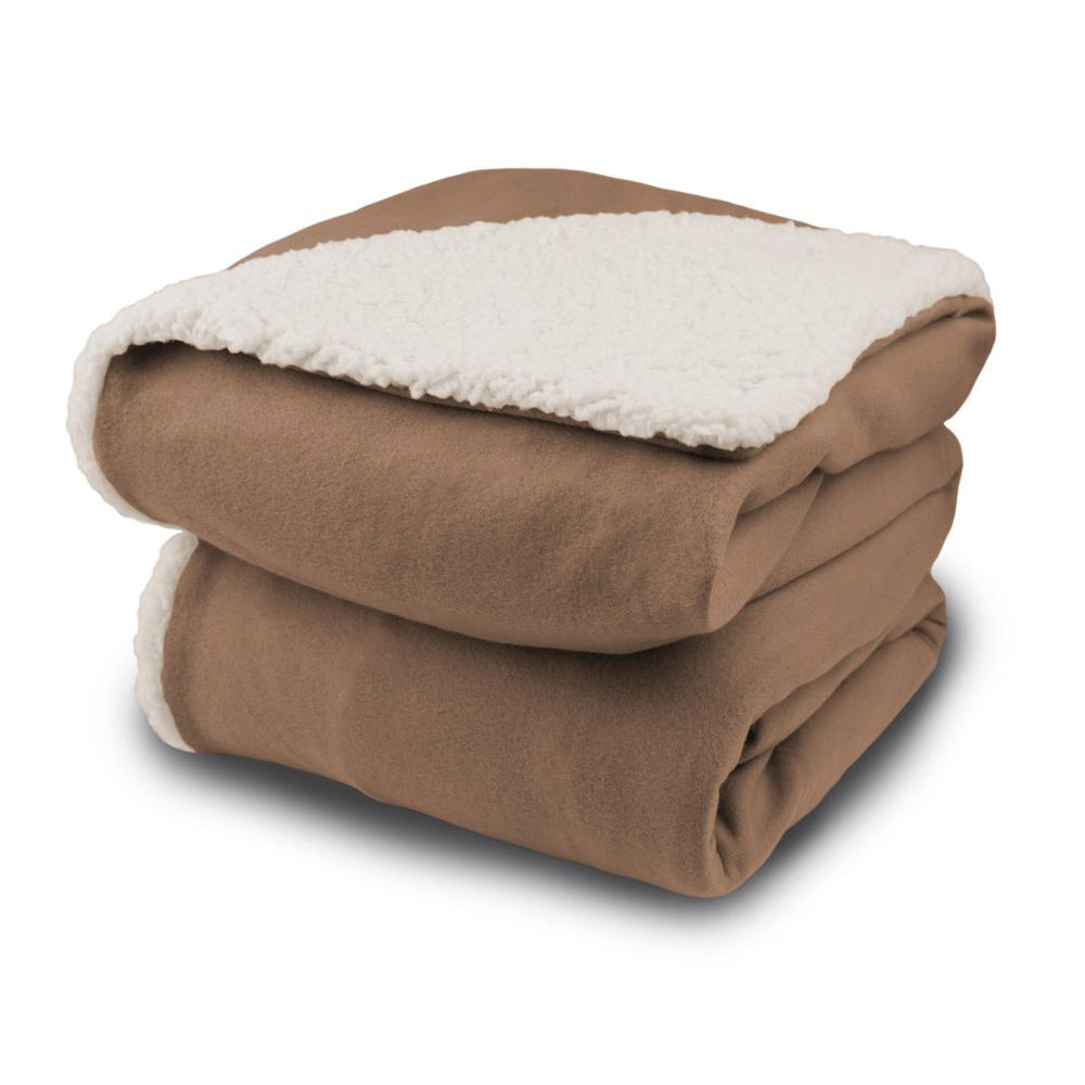 Biddeford Blankets Biddeford Analog Comfort Knit Electric Heated Throw Blanket with Natural Sherpa