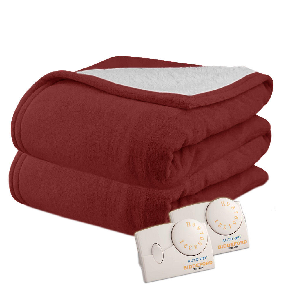 Pure Warmth MicroPlush Sherpa Analog Electric Heated Blanket