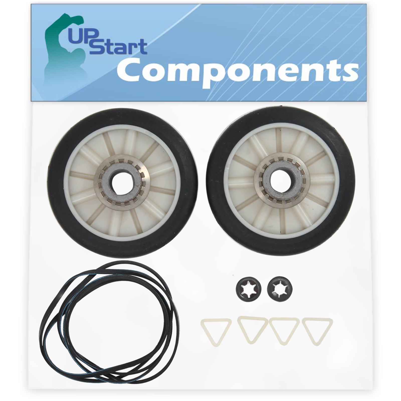 UpStart Components 2 Pieces 349241T Dryer Drum Roller & 341241 Drum Belt Replacement for Kenmore / Sears 11070812990 Dryer