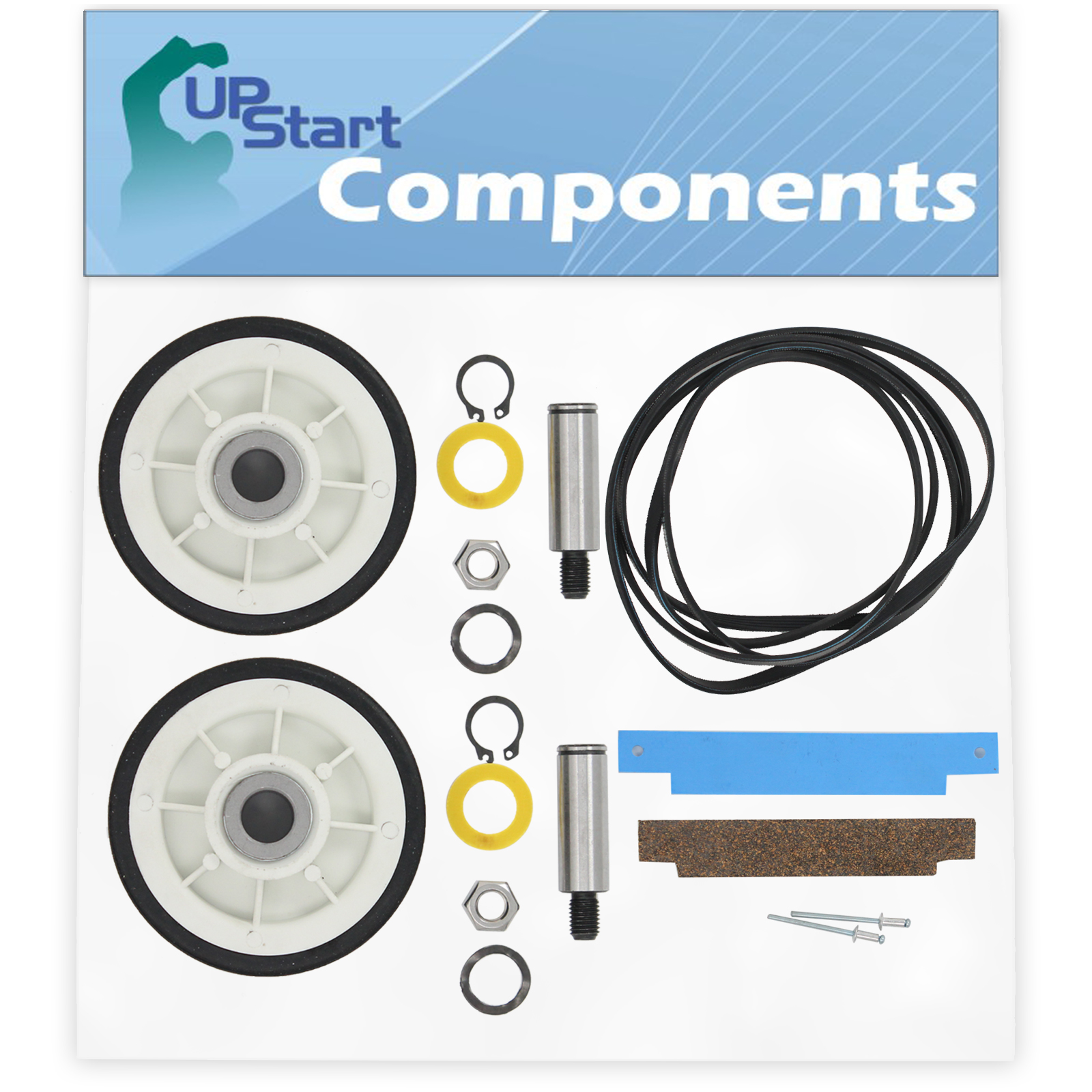 UpStart Components 2 12001541 Drum Support Roller Kit & 2 306508 Bearing Kit & 1 312959 Belt Replacement for Maytag LDE8404ACE Dryer