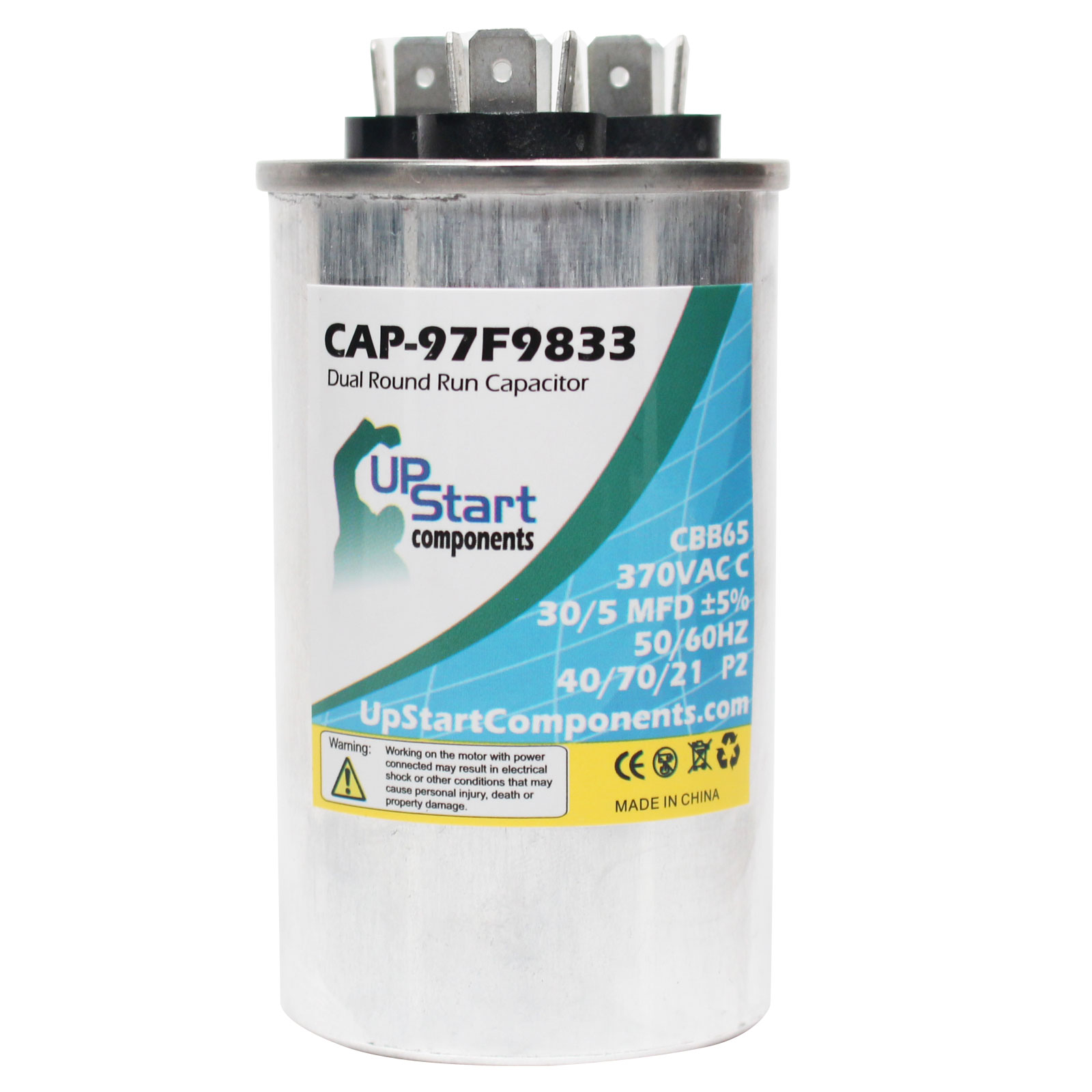 UpStart Components 30/5 MFD 370 Volt Dual Round Run Capacitor Replacement for Carrier 38TR024300 - CAP-97F9833