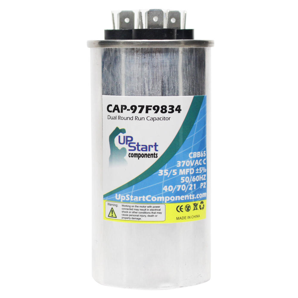 UpStart Components 35/5 MFD 370 Volt Dual Round Run Capacitor Replacement for GE M24P3730W05 - CAP-97F9834