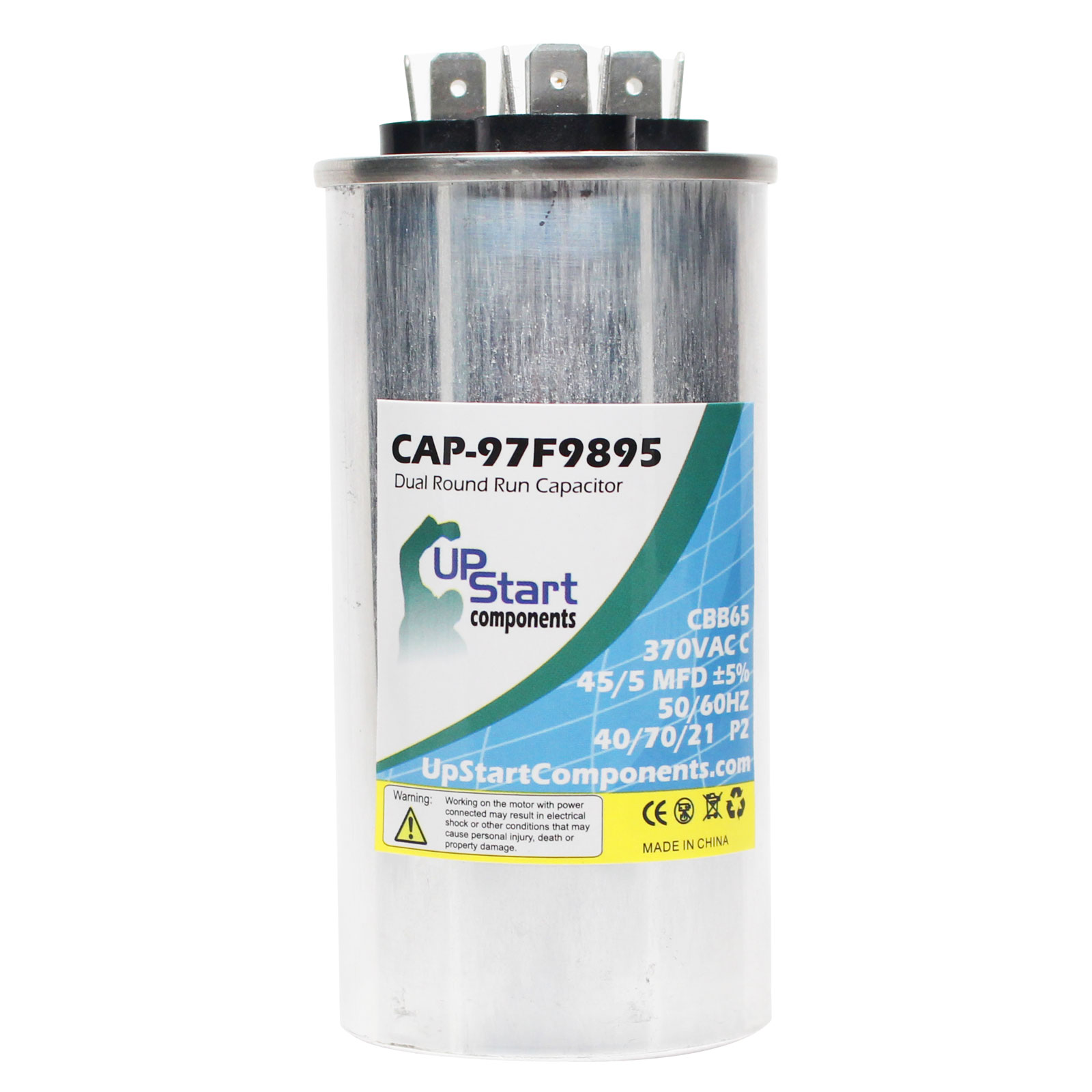 UpStart Components 45/5 MFD 370 Volt Dual Round Run Capacitor Replacement for Carrier 583BNW036090AAAF - CAP-97F9895