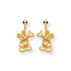 Diamond Mickey Mouse Earrings Disney S Waving Mickey Mouse Dangle Earrings In 14k Gold