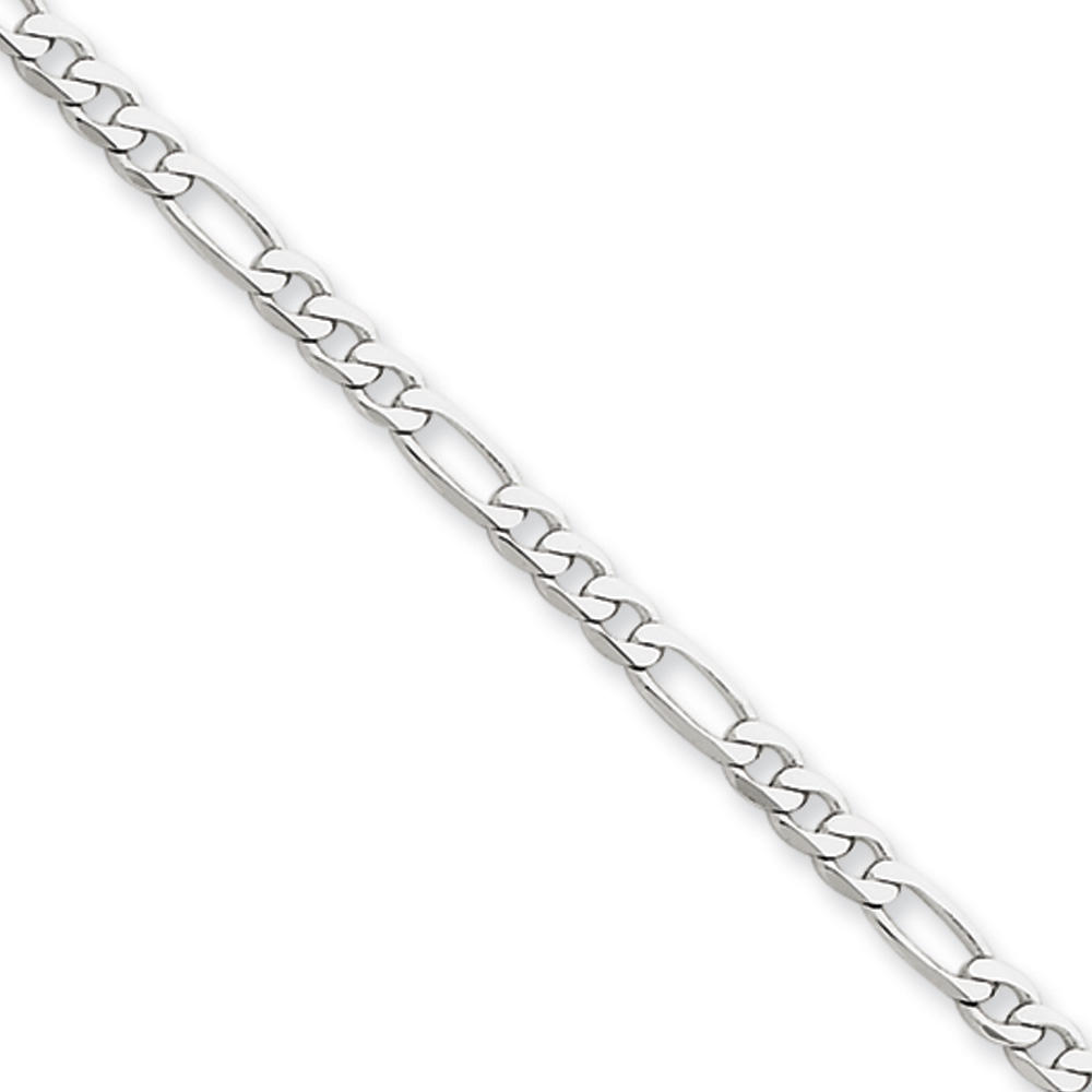 Black Bow Jewelry Company 3mm, 14k White Gold, Flat Figaro Chain Necklace, 18 Inch