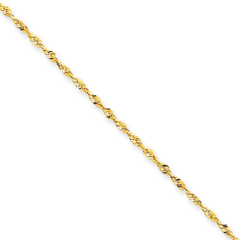 Black Bow Jewelry Company 1.5mm, 14k Yellow Gold Light Diamond Cut Rope Chain Necklace, 24 Inch