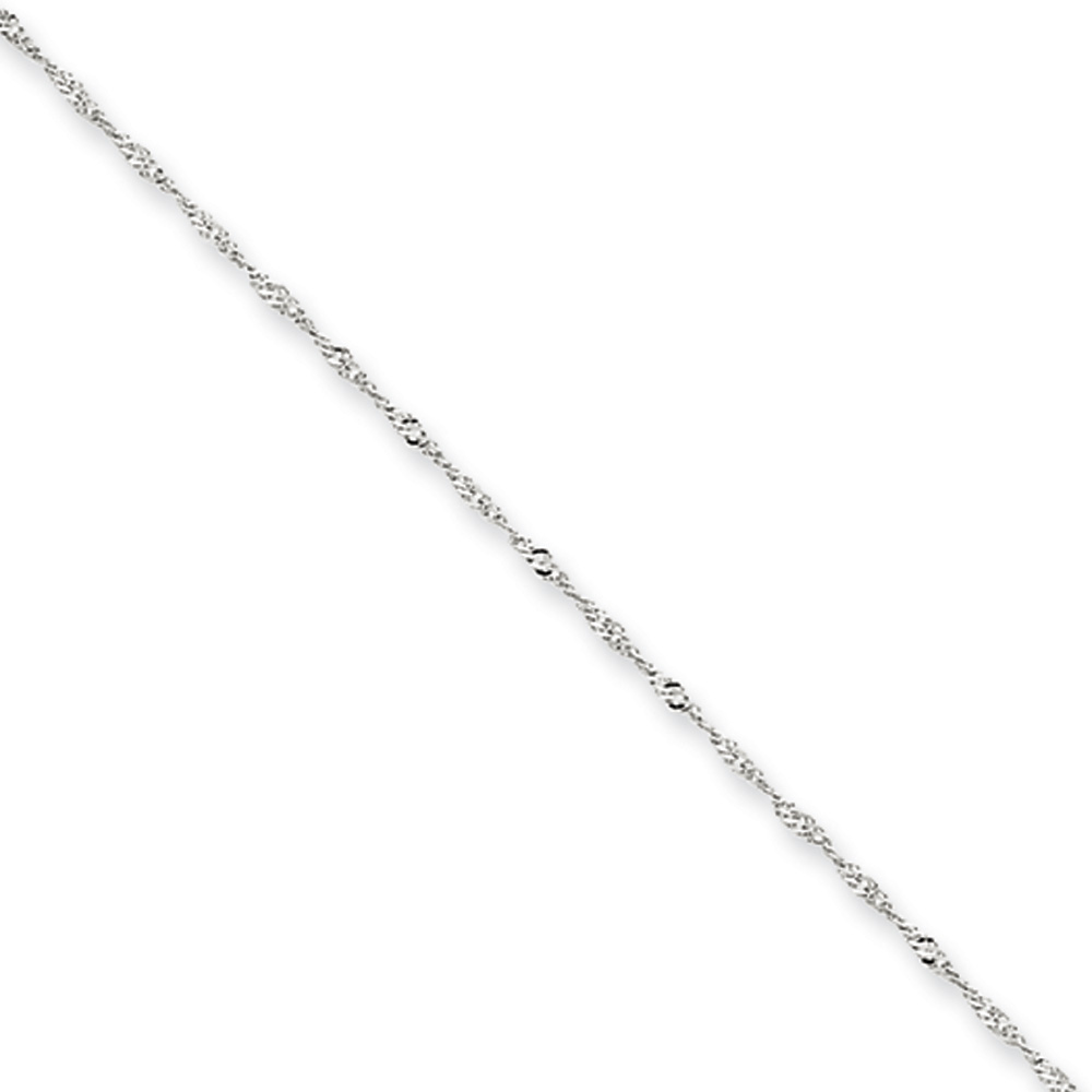 Black Bow Jewelry Company 1mm, 14k White Gold Singapore Chain Necklace, 18 Inch