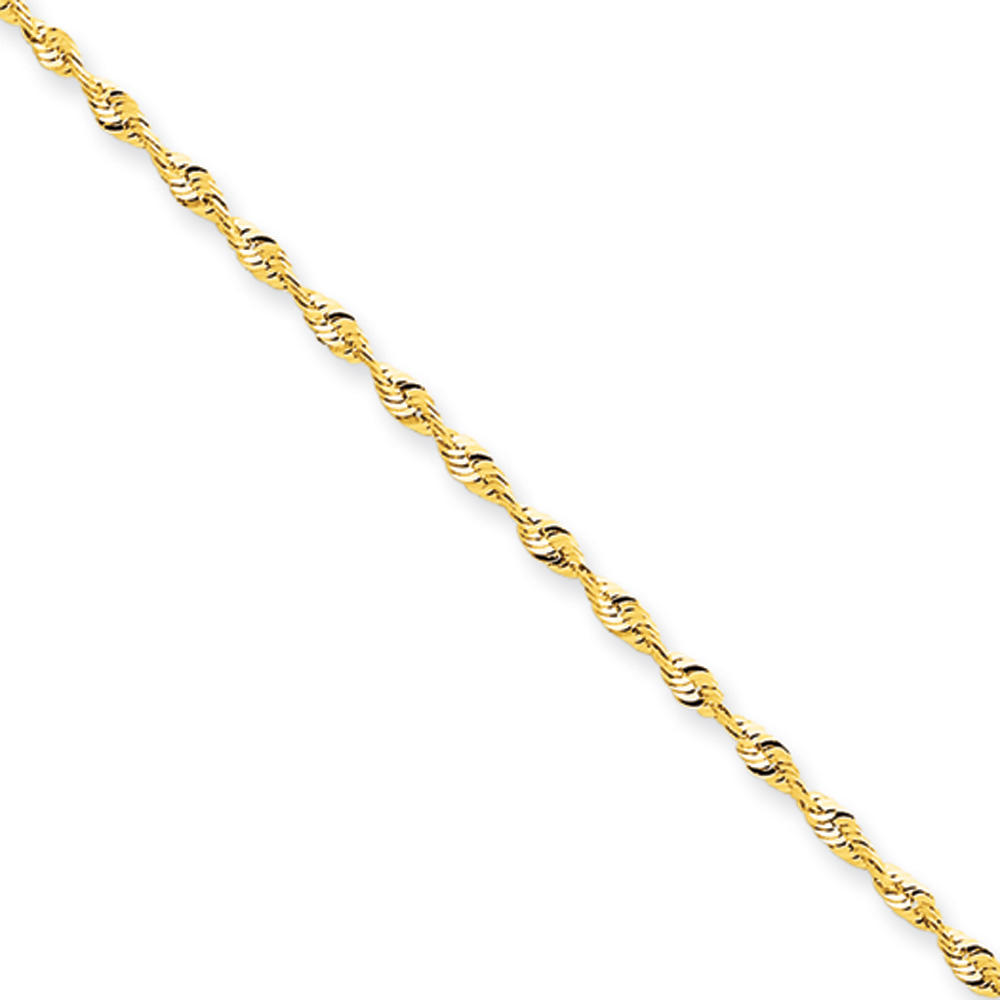 Black Bow Jewelry Company 1.8mm, 14k Yellow Gold Light Diamond Cut Rope Chain Necklace, 16 Inch