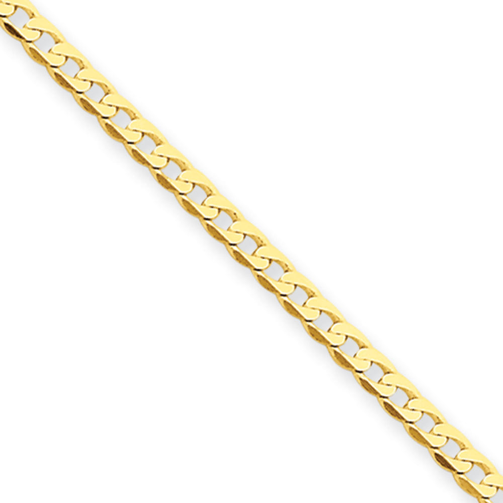 Black Bow Jewelry Company 2.2mm, 14k Yellow Gold, Solid Beveled Curb Chain Necklace, 24 Inch