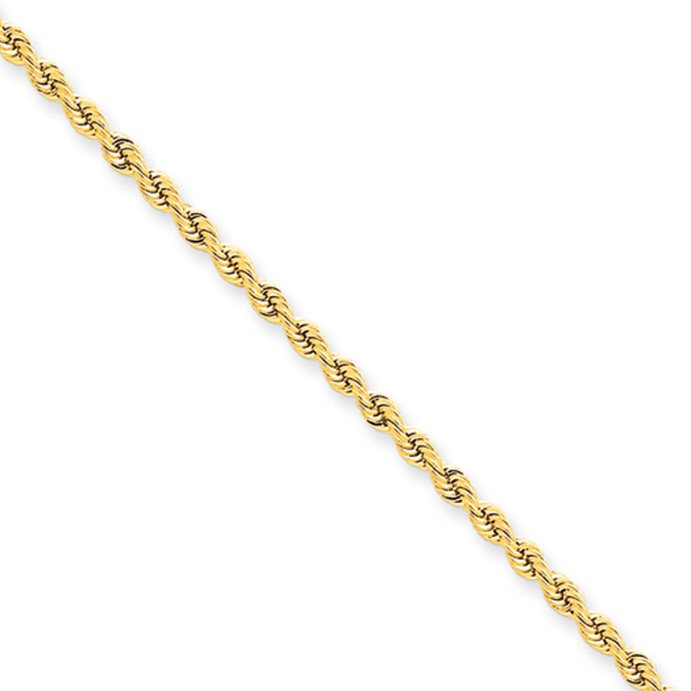 Black Bow Jewelry Company 2.25mm, 14k Yellow Gold, Handmade Solid Rope Chain Necklace, 30 Inch