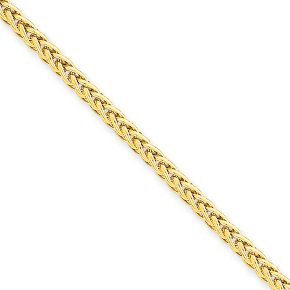 Black Bow Jewelry Company 2.6mm, 14k Yellow Gold, Hollow Wheat Chain Necklace, 16 Inch