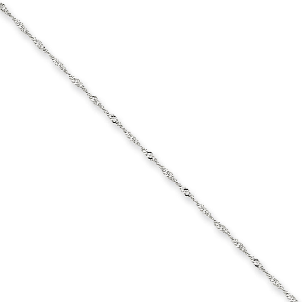Black Bow Jewelry Company Children's 1mm, 14k White Gold Singapore Chain Necklace, 14 Inch