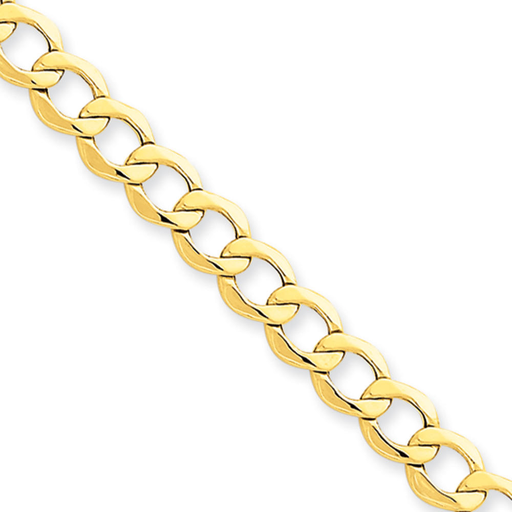 Black Bow Jewelry Company Men's 6.5mm, 14k Yellow Gold, Hollow Curb Link Chain Necklace, 20 Inch