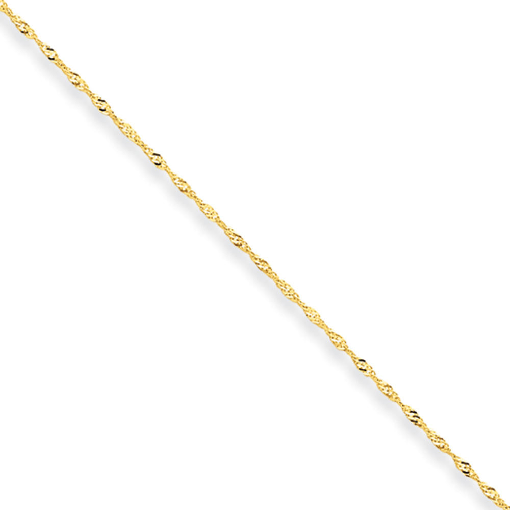 Black Bow Jewelry Company 1mm, 14k Yellow Gold, Singapore Chain Necklace, 18 Inch