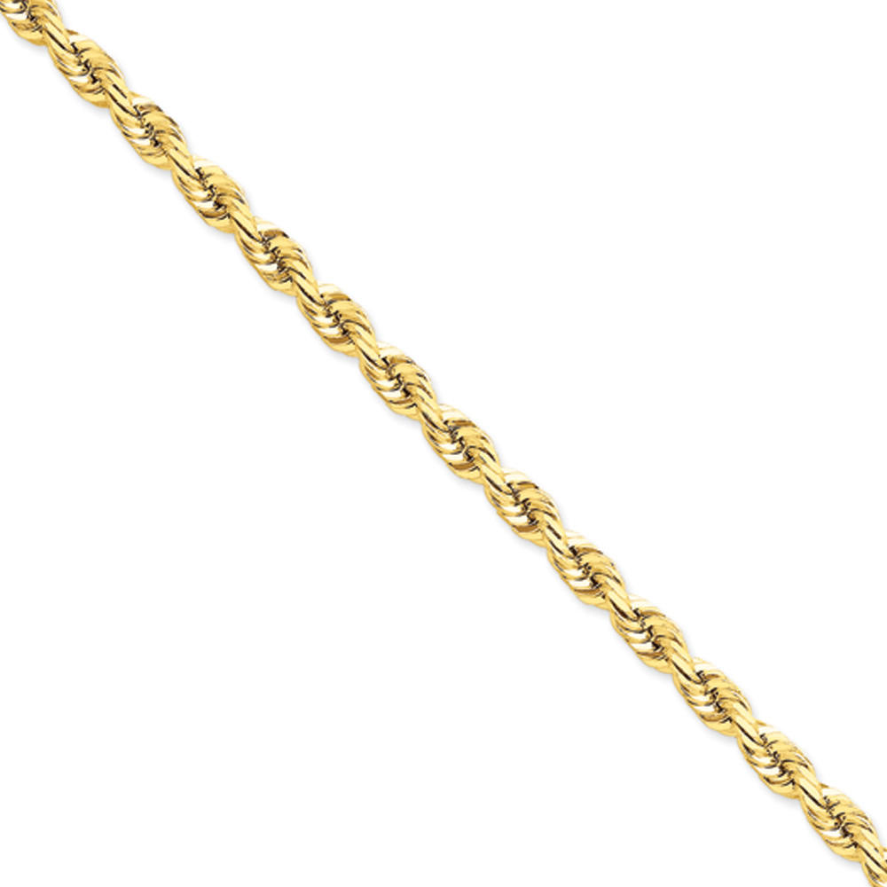 Black Bow Jewelry Company 5.5mm, 14k Yellow Gold, Diamond Cut Rope Chain Necklace, 22 Inch