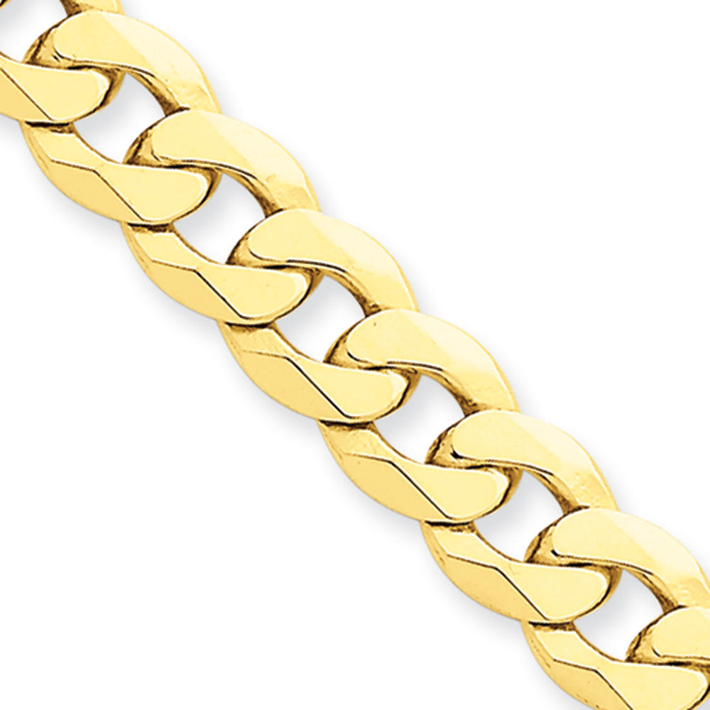 Black Bow Jewelry Company Men's 8mm 14k Yellow Gold Solid Beveled Curb Chain Bracelet, 9 Inch