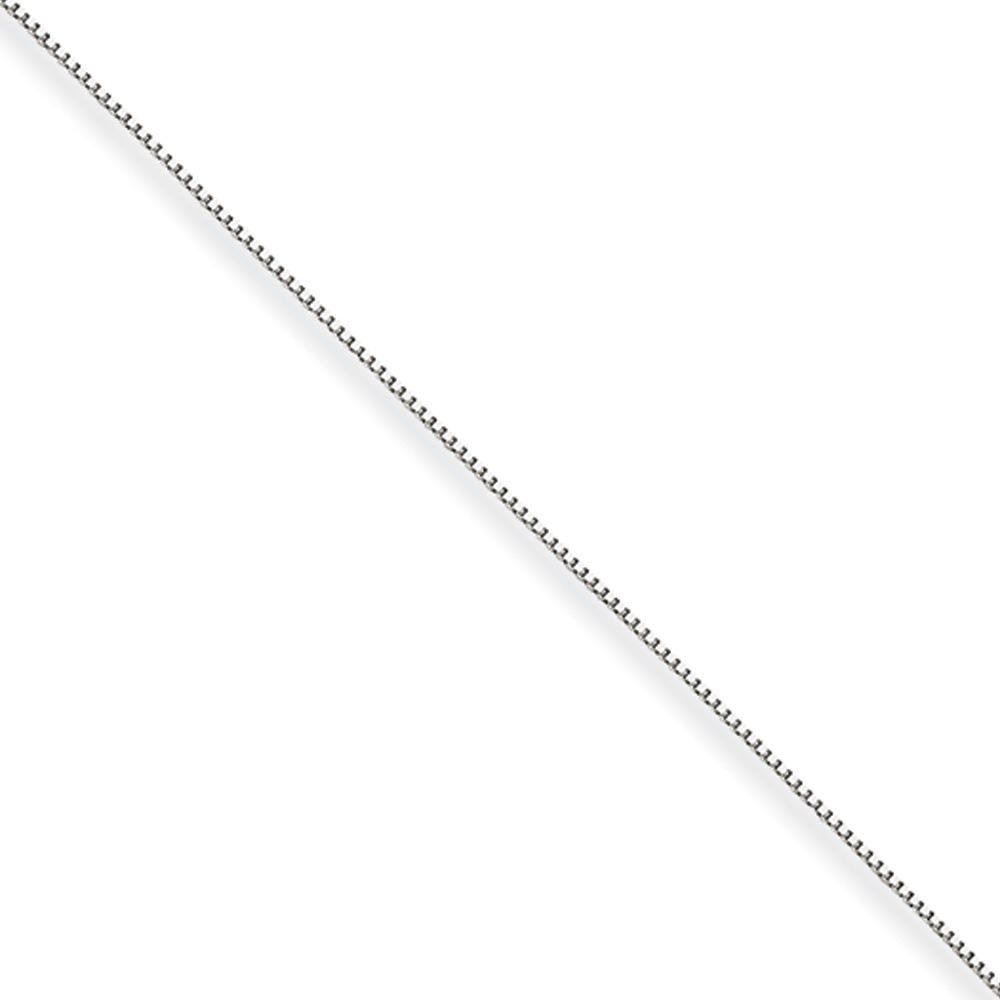 Black Bow Jewelry Company 0.5mm, 14k White Gold, Solid Box Chain Necklace, 24 Inch