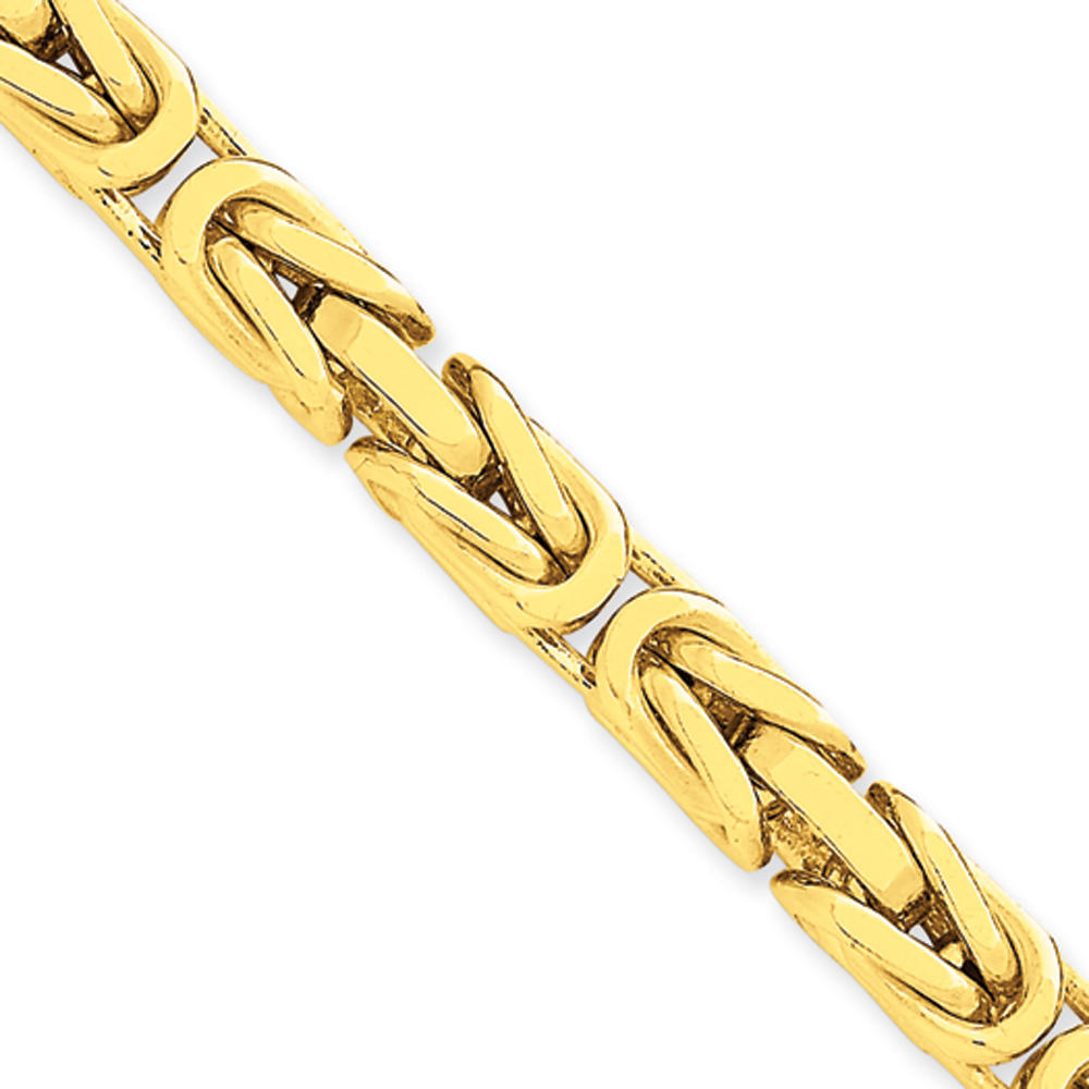 Black Bow Jewelry Company 6.5mm, 14k Yellow Gold, Solid Byzantine Chain Bracelet, 9 Inch