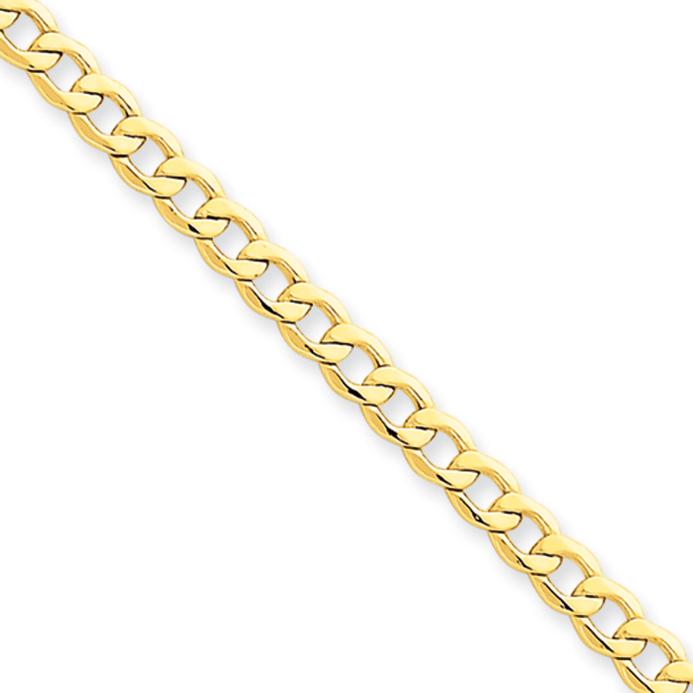 Black Bow Jewelry Company 4.3mm, 14k Yellow Gold, Hollow Curb Link Chain Necklace, 20 Inch