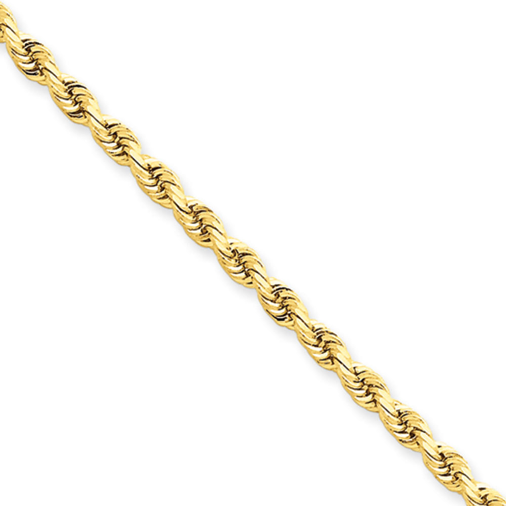 Black Bow Jewelry Company 3mm, 14k Yellow Gold, Diamond Cut Rope Chain Necklace, 30 Inch