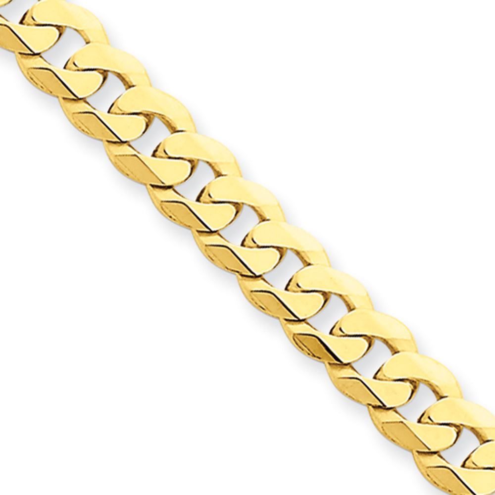 Black Bow Jewelry Company Mens 5.75mm 14k Yellow Gold Solid Beveled Curb Chain Necklace, 18 Inch