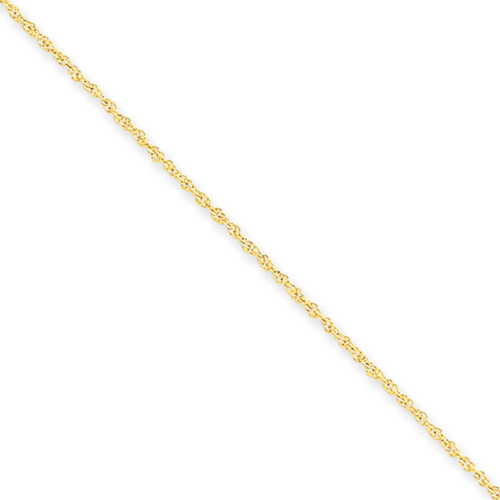 Black Bow Jewelry Company 1.1mm, 14k Yellow Gold, Baby Rope Chain Necklace, 16 Inch