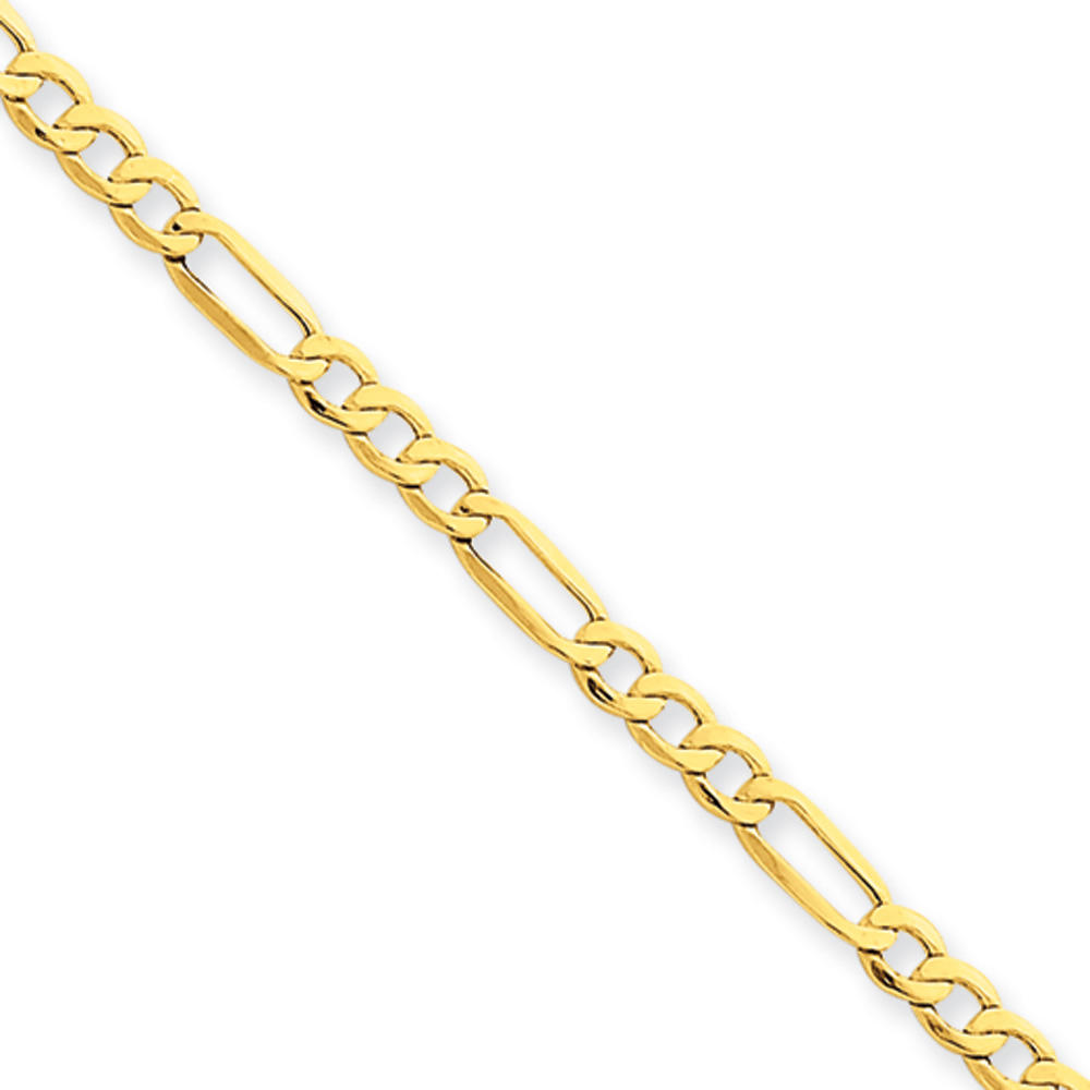 Black Bow Jewelry Company 3.5mm, 14k Yellow Gold, Hollow Figaro Chain Necklace, 24 Inch