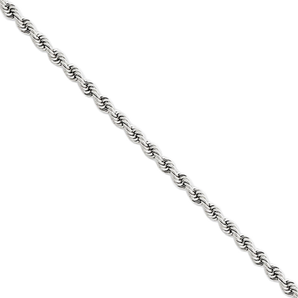 Black Bow Jewelry Company 2.25mm, 14k White Gold, Handmade Solid Rope Chain Bracelet, 8 Inch
