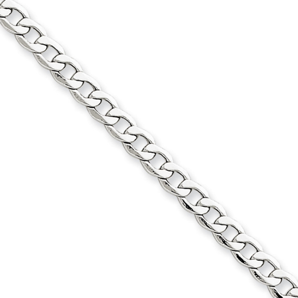Black Bow Jewelry Company 4.3mm, 14k White Gold, Hollow Curb Link Chain Bracelet, 8 Inch