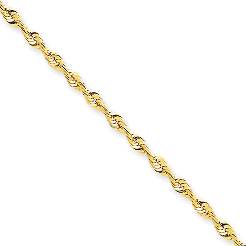 Black Bow Jewelry Company 2.5mm, 14k Yellow Gold Light Diamond Cut Rope Chain Anklet in 10 Inch