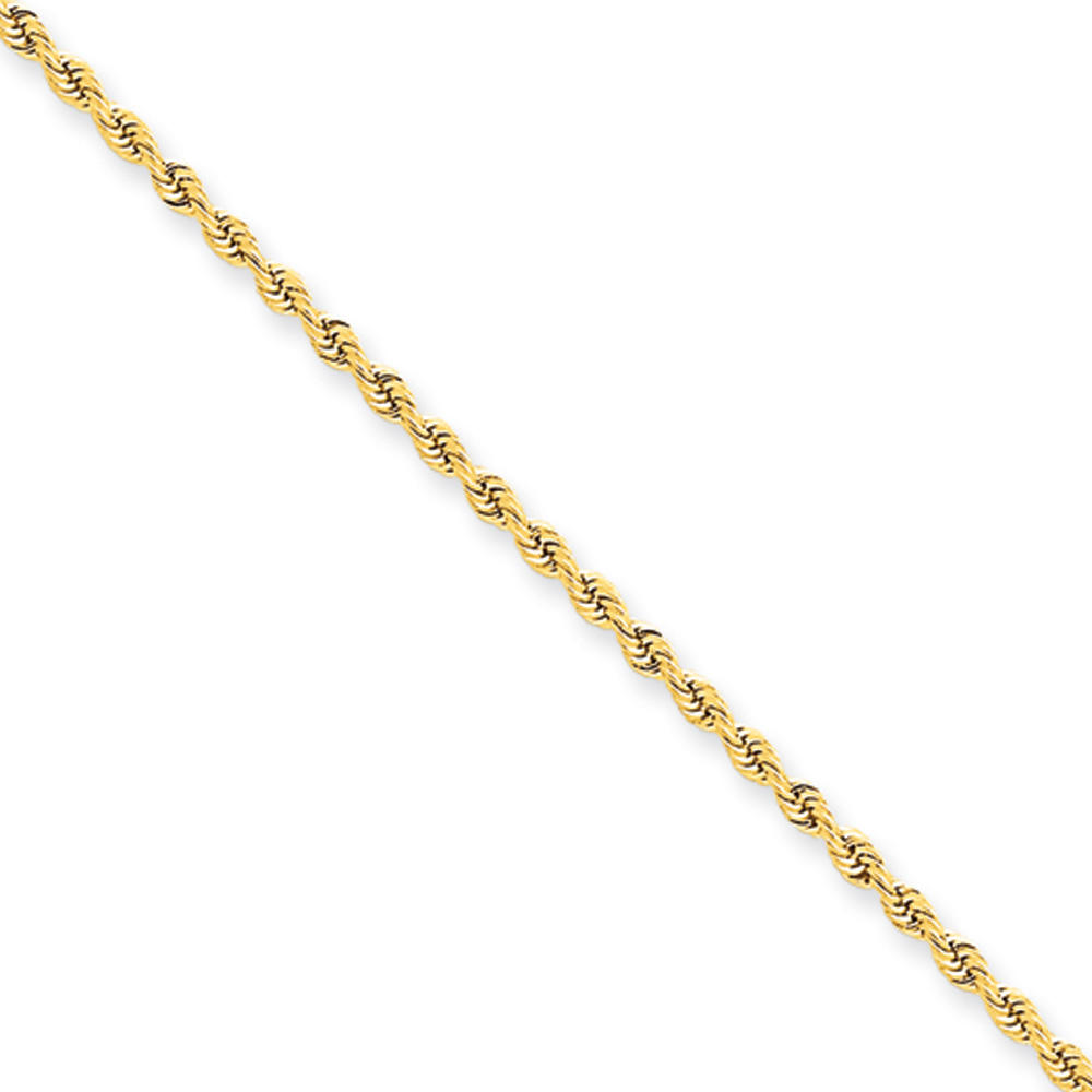 Black Bow Jewelry Company 2mm, 14k Yellow Gold, Handmade Solid Rope Chain Bracelet, 6 Inch