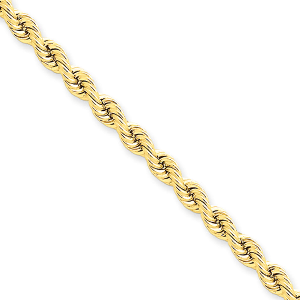 Black Bow Jewelry Company 4mm, 14k Yellow Gold, Handmade Solid Rope Chain Bracelet, 7 Inch