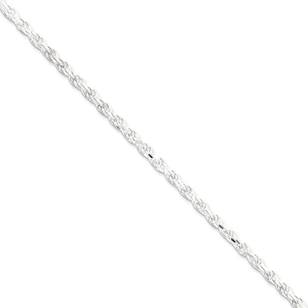 Black Bow Jewelry Company 3mm Sterling Silver, Diamond Cut Rope Chain Necklace, 22 Inch
