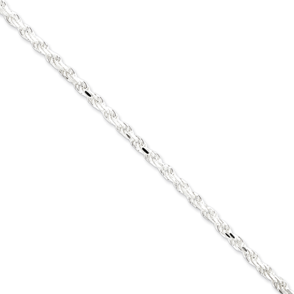 Black Bow Jewelry Company 3.5mm Sterling Silver, Diamond Cut Rope Chain Necklace, 16 Inch