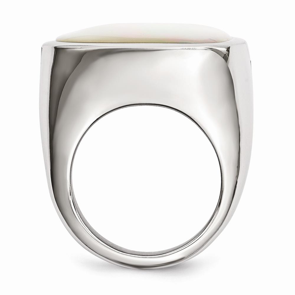 Chisel Stainless Steel Mother of Pearl Ring